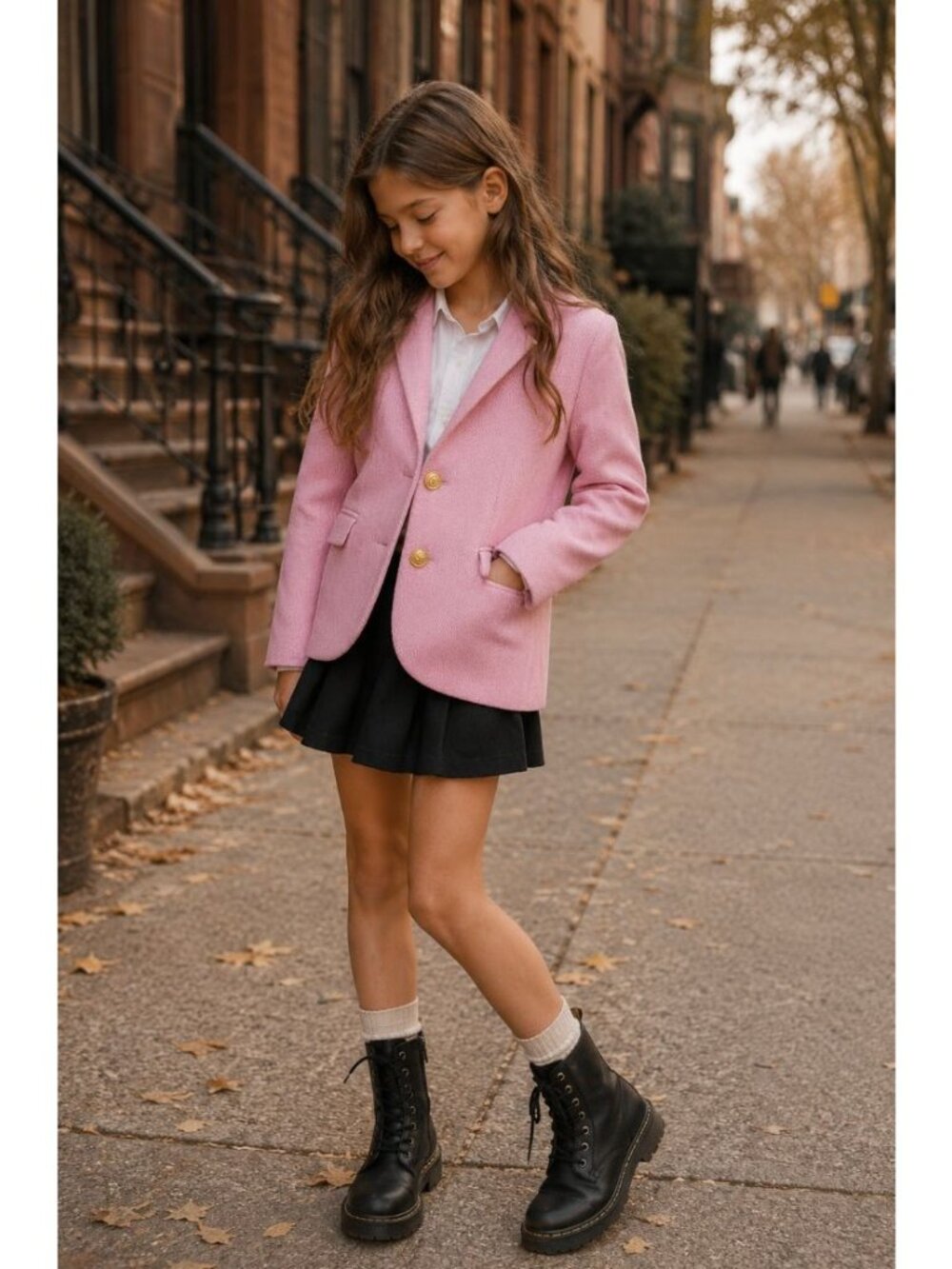 Crewcuts Schoolgirl Blazer Decorative Pink Ivory Size 8 BS026 Modern Preppy